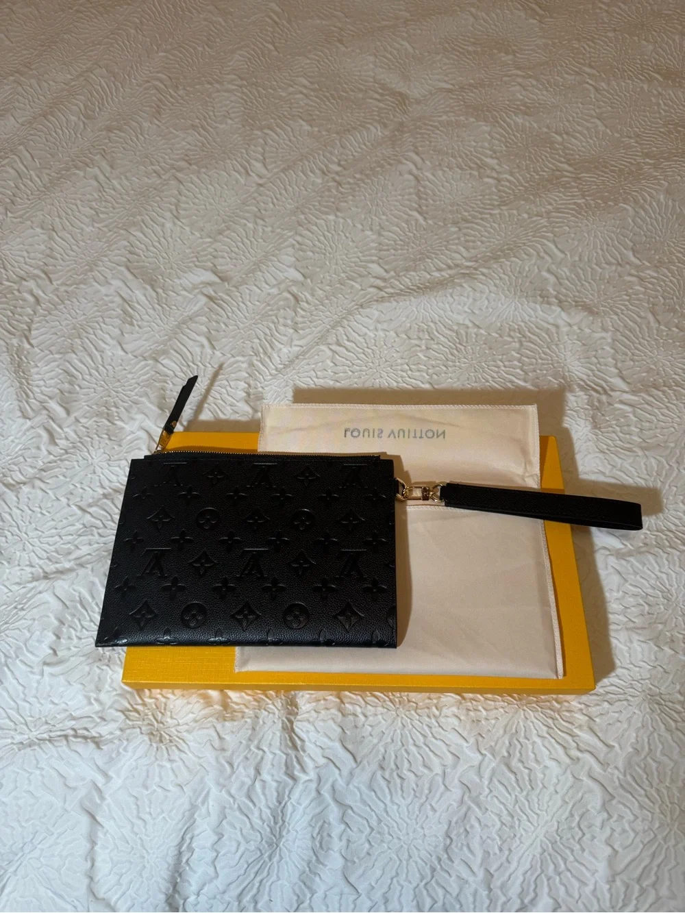 Louis Vuitton Black Embossed Monogram Flat Pouch